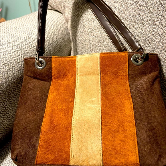 Brown and Tan Striped Tote Bag - Picture 3 of 4